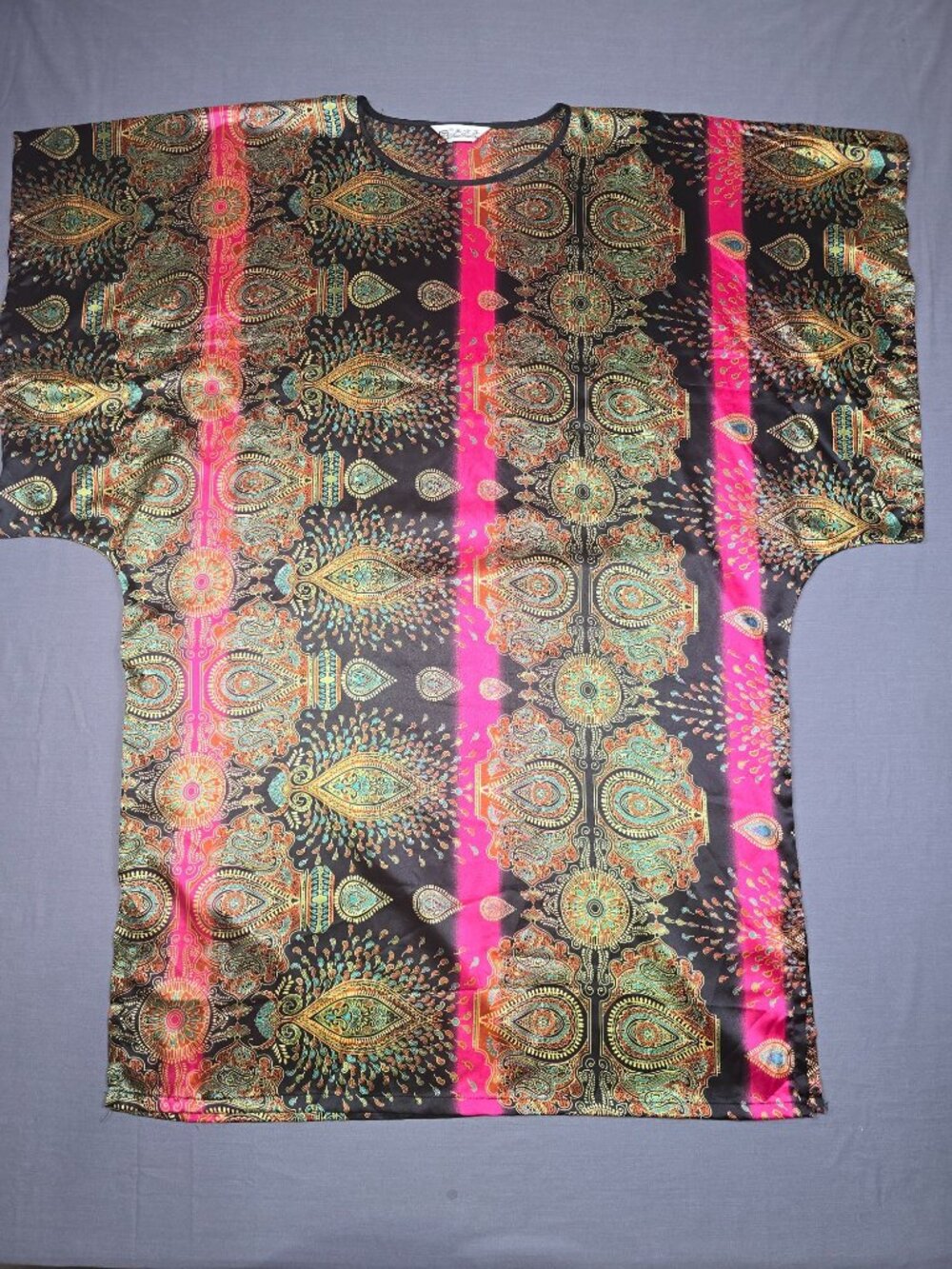 TianBaoTong Colorful Paisley Printed Kaftan Top 100% Rayon Size XL Asian